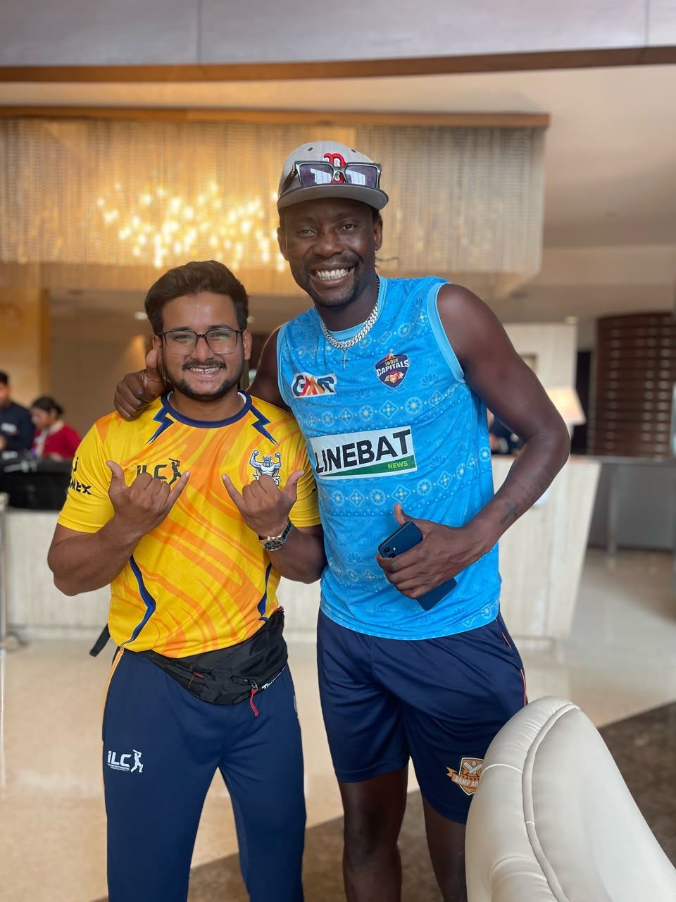 Dr. Sandeep Chaudhry with Zimbabwean cricketer Christopher Mpofu